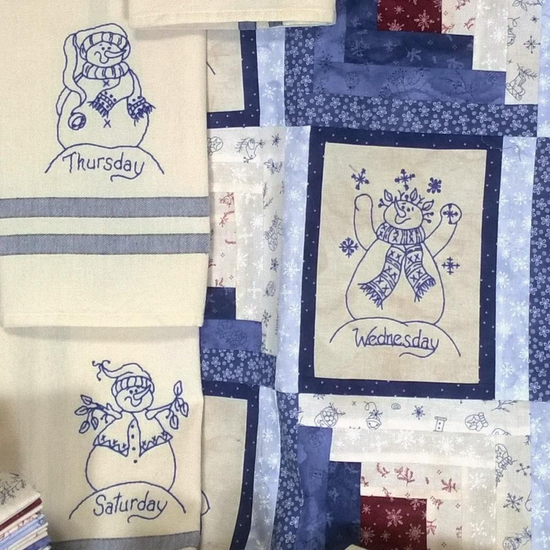 Day of the Week Snowmen Machine Embroidery