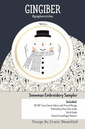 Snowman Embroidery Sampler 10" Printed Design