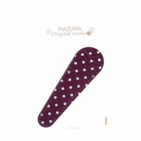 3 3/8" Long - Leather Polka Dot Scissor Sheath Purple Long