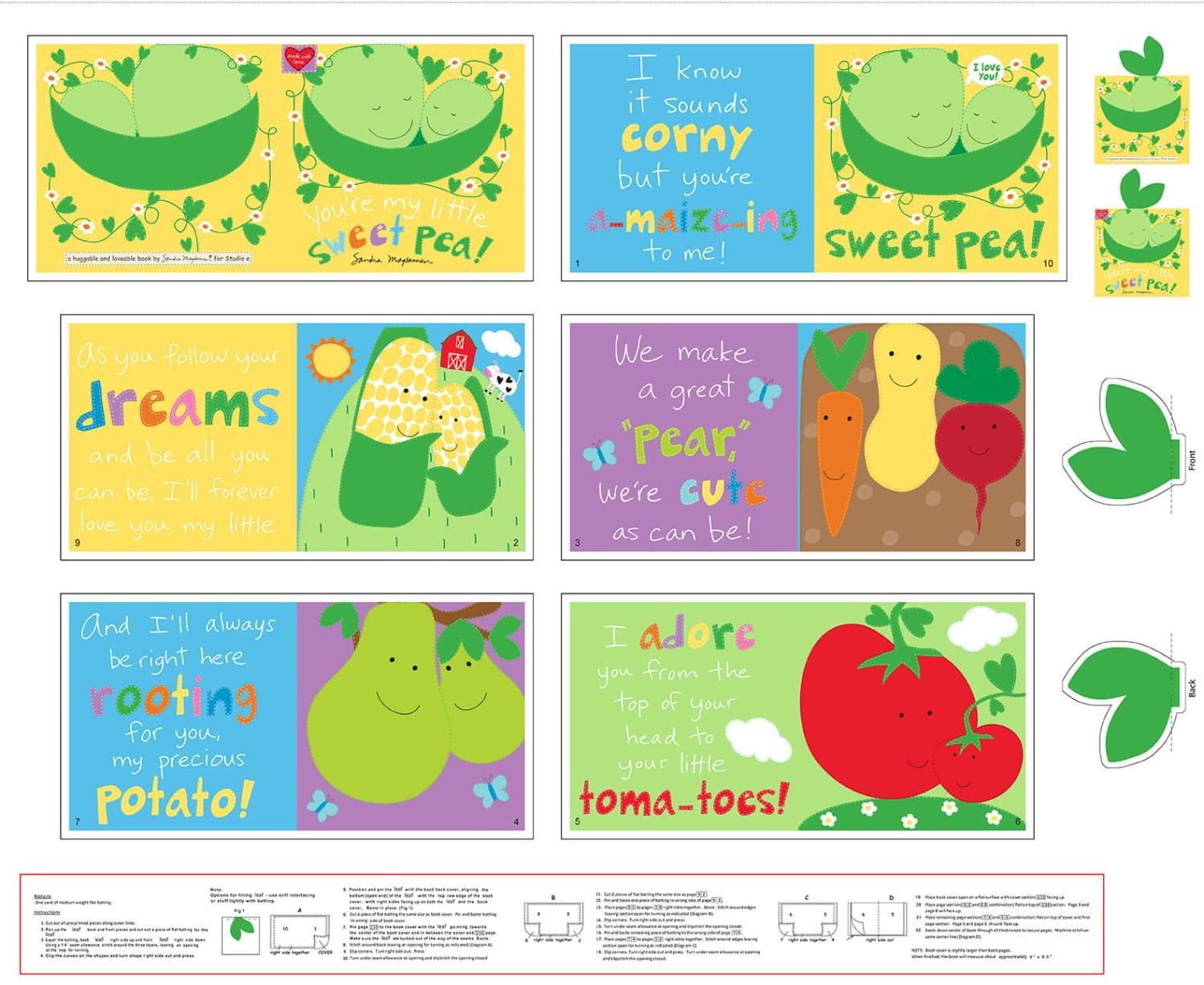 Hug & Love Sweet Pea Soft Book Panel 6088P-1