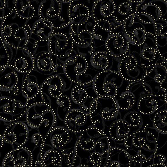 Holiday Wishes U7773-4G Black/Gold Scroll