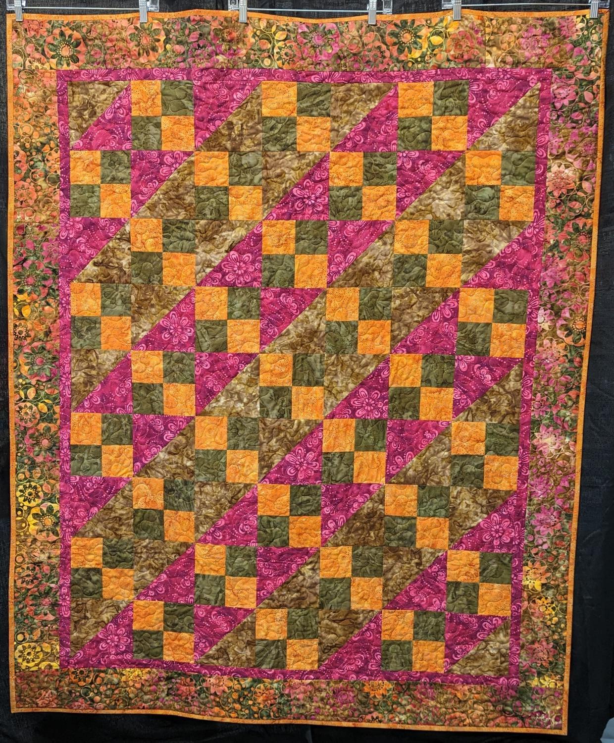 Brown and Pink Jacob's Ladder Size:52" x 64"