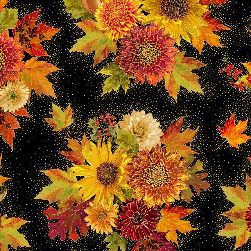 1 yard - Harvest Bouquet CM2105-Black