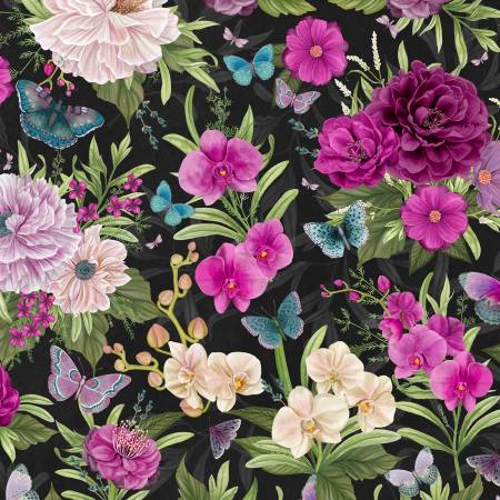 Midnight Garden 27697-976 Black Large Floral All Over