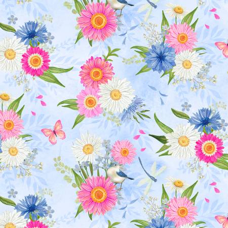 11" - Paisley Punch 27718-434 Blue Bouquets All Over