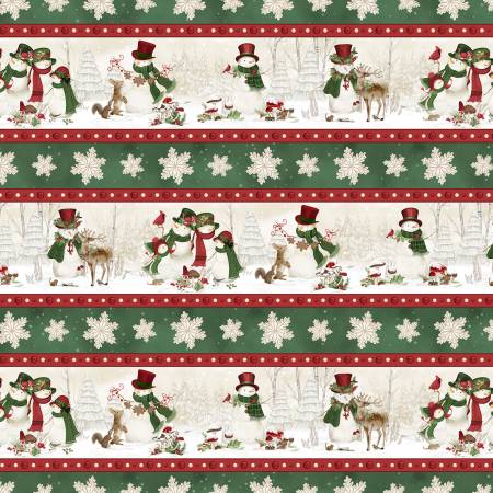 Woodland Snowmen 27733-237 Multi Repeating Stripe