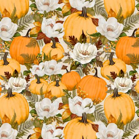 Oh My Gourd 27744-287 Pumpkins & Florals Cream