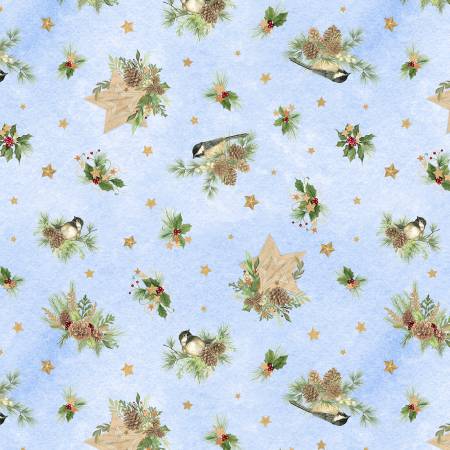 Let It Snow-Man! 27757-472 Birds & Pine Toss Light Blue
