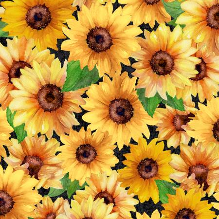 Sunshine Whispers 28653-952 Black Packed Sunflowers
