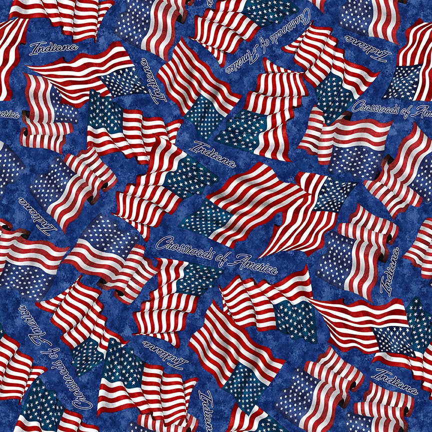 2025 All Indiana Shop Hop Wavy Flag Crossroads of America 31112 - N Navy