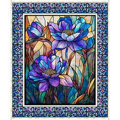 Mosaic Blooms 31482-X Stained Glass Floral Panel
