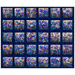 Mosaic Blooms 31483-N Stained Glass Floral Picture Patches Panel