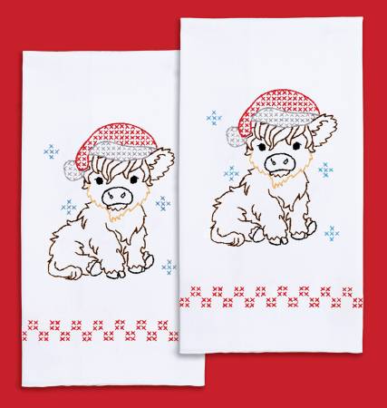 Christmas Highland Cows Decorative Hand Towels