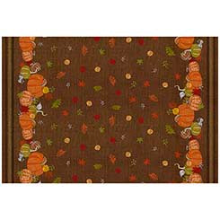 60" Wide AUTUMN STITCHES - Pumpkin 60"  Double Border