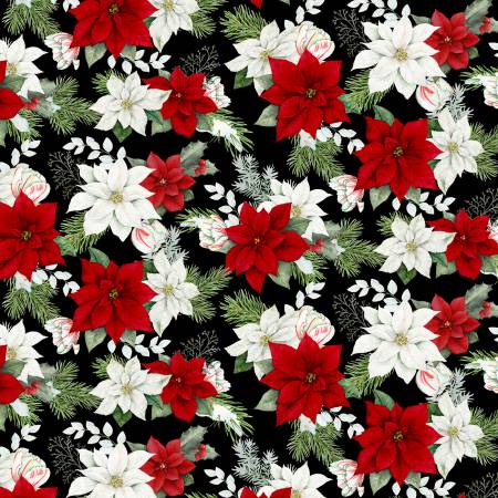 Cardinal Cozy Black Seasonal Floral All Over 33891-913