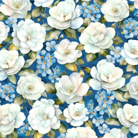 Blue Harmony Dark Blue Large Floral All Over 33899-417