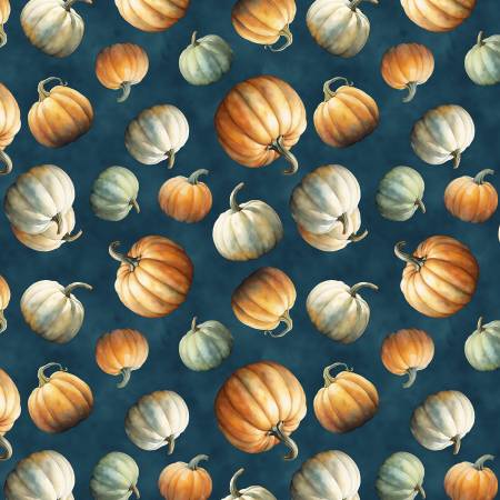 Glorious Fall 33911-418 Dark Blue Tossed Pumpkins