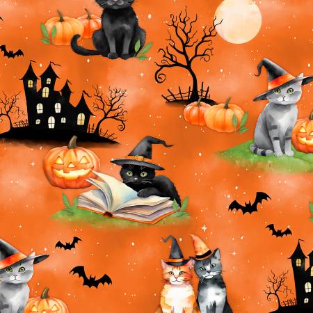 Spooky Trails 33931-878 Scenic Cats Orange