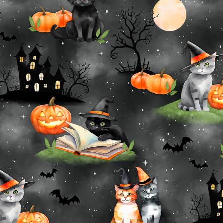 Spooky Trails 33931-978 Scenic Cats Black