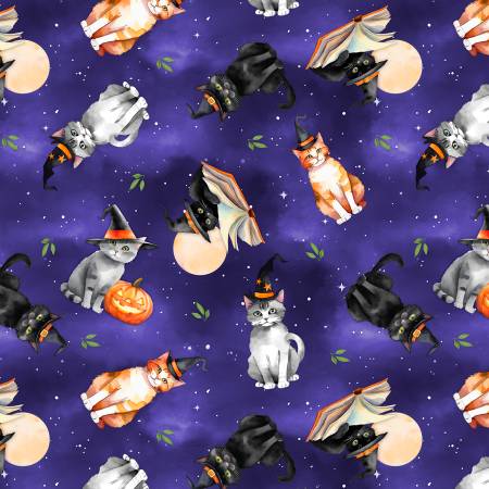 Spooky Trails 33934-689 Tossed Cats Purple
