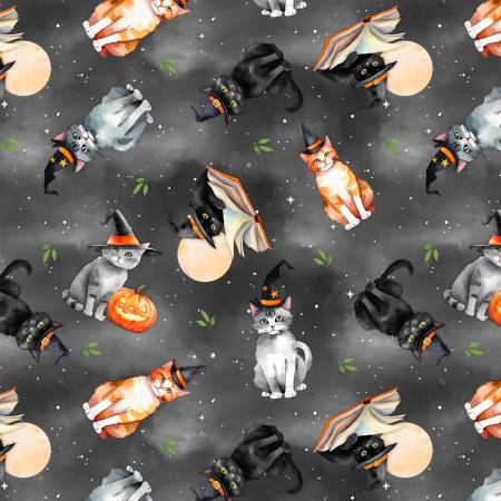 Spooky Trails 33934-989 Tossed Cats Black