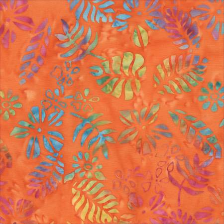 Orange Tropical Leaves Batik 3532Q-X