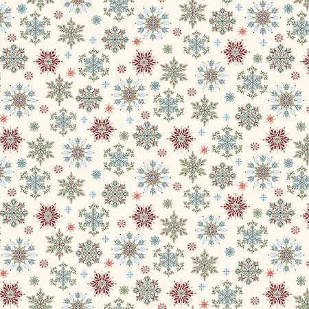 Nordic Holiday Village 3605-11 Cream Multi Snowflakes