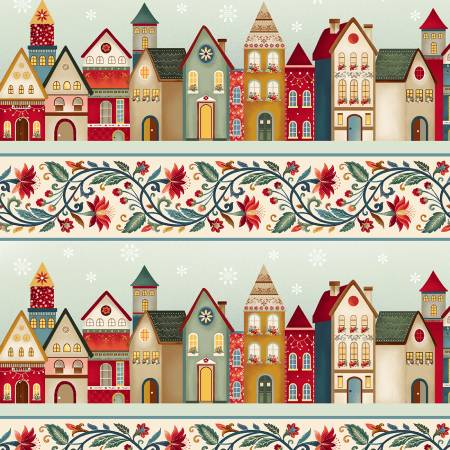 Nordic Holiday Village 3612-44 Cream Multi Border Stripe