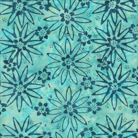 Robin's Egg Star Flower Batik 3622Q-X