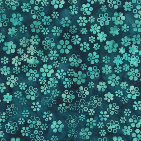 Dark Teal Ditsy Daisy Batik 3629Q-X