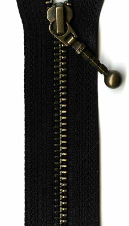 Antique Brass Closed Bottom Zipper 4in Black