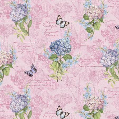 Hydrangea Mist 39821-363 Pink Monograph - Pohlar Fabrics