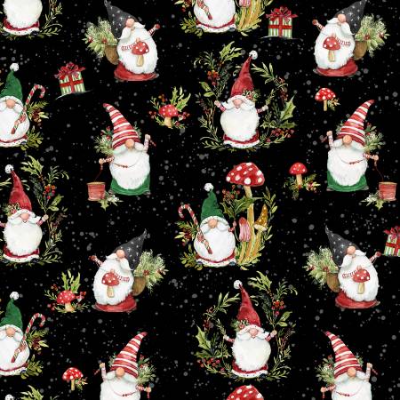 Merry Gnome-ments Black Gnomes All Over 39892-913