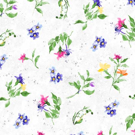 Floral Flutter 39911-976 Large Floral Toss Light Gray