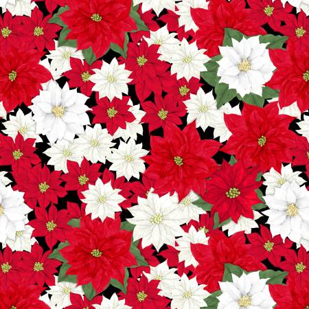 Cardinal Charm 39928-931 Packed Poinsettias Black