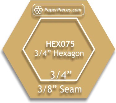 3/4" Hexagon Acrylic Template with 3/8" seam allowance