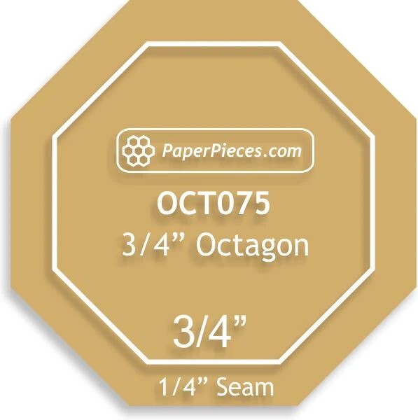 3/4" Octagon Acrylic Template with 1/4" seam allowance