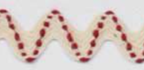 3/8" Cotton Rick Rack Cream with Red Stitching