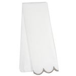 White with Taupe Scalloped Edge Towel