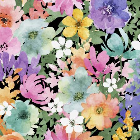 Floral Party 40761-987 Black Large Florals