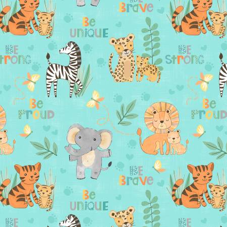 Safari Snuggles Critters All Over Teal 42029-785