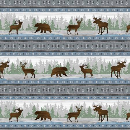 1 1/2 yard - Timberland Trails 45602-497 Multi Repeating Stripe