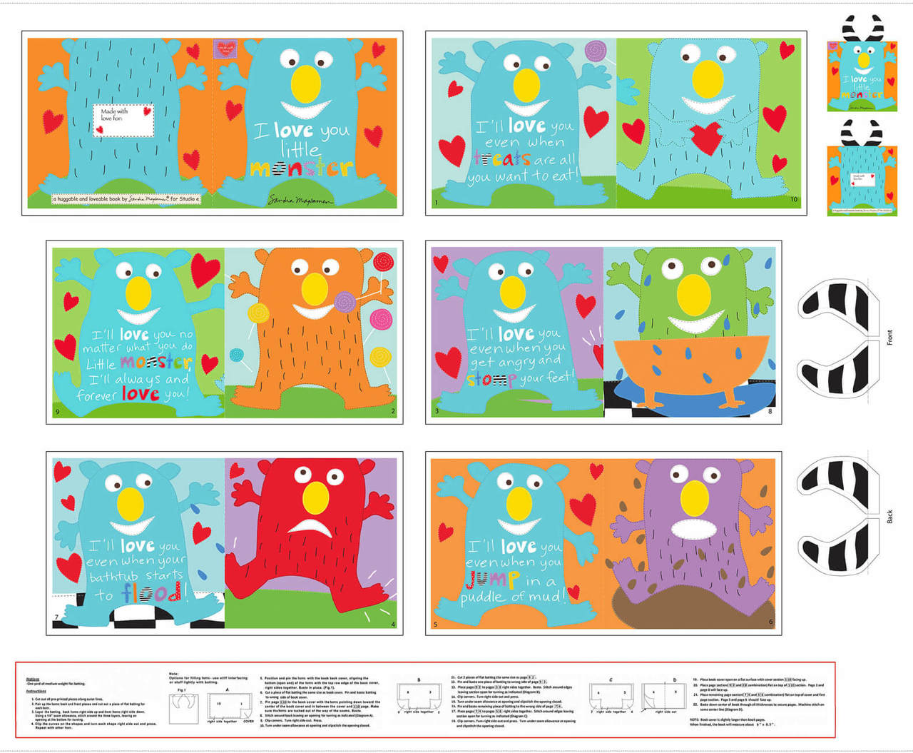 Hug & Love Little Monster Soft Book Panel 4614P-1