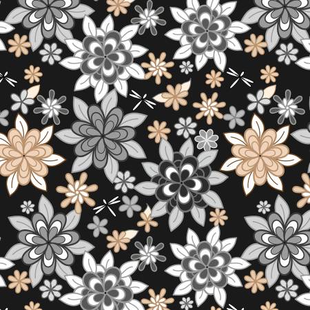 Cottage Reverie 48551-929 Large Floral Black