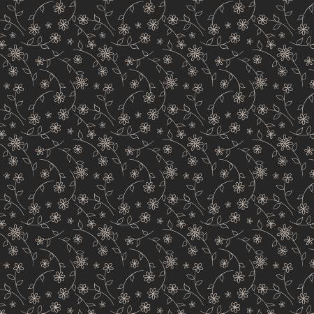 Cottage Reverie 48555-992 Small Floral Toss Black