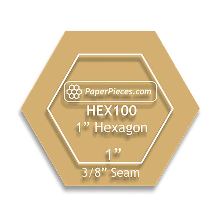 1" Hexagon Acrylic Template with 3/8" seam allowance