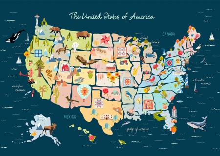 Navy Cross Country Visit USA Map 54505DP-1
