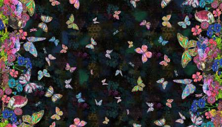 Shine ON Black Butterflies in Bloom Double Border 54845D-5