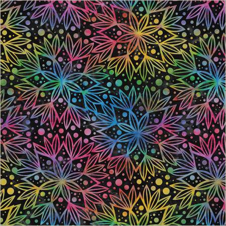 60" Wide Full Bloom Black Rainbow Minky 55020MKY-1