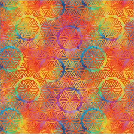 108" Wide Quilt Back - Flower of Life Orange Crush Cotton 55109DW-1DES